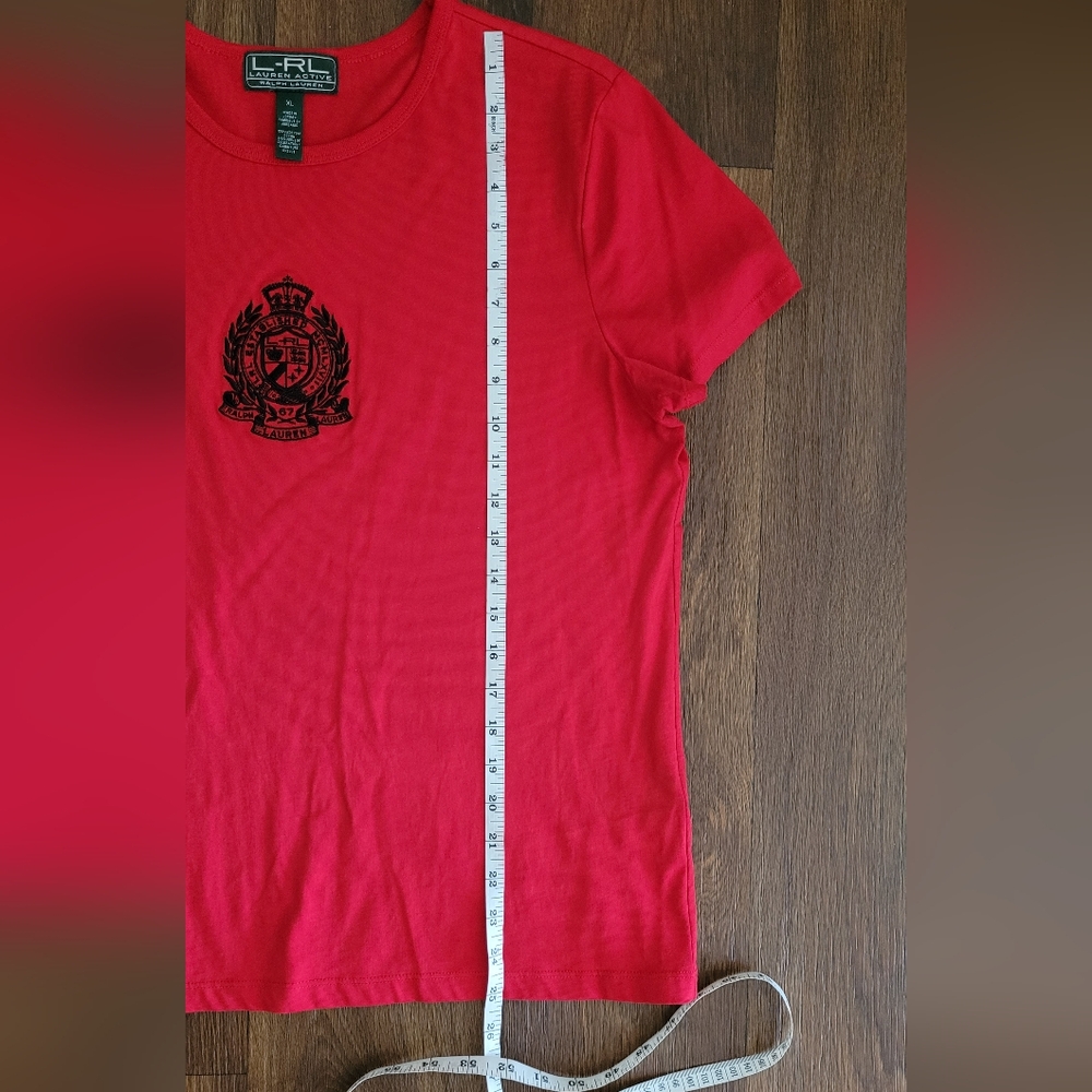Ralph Lauren Classic Logo Embroidered Crewneck Tshirt, Women's XL, Red and Black - Picture 7 of 7